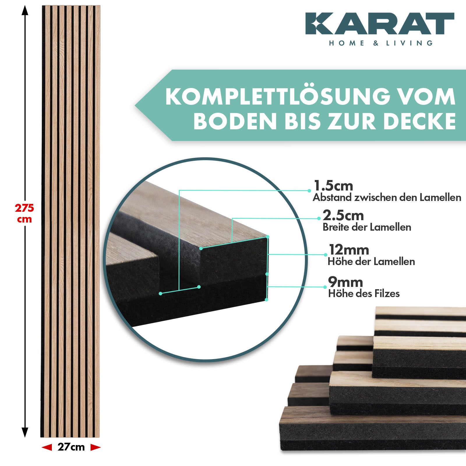 Akustikpaneele in Holzoptik | Zeitloses Design für eine angenehme Raumakustik | Erhältlich in 3 Designs und 2 Größen