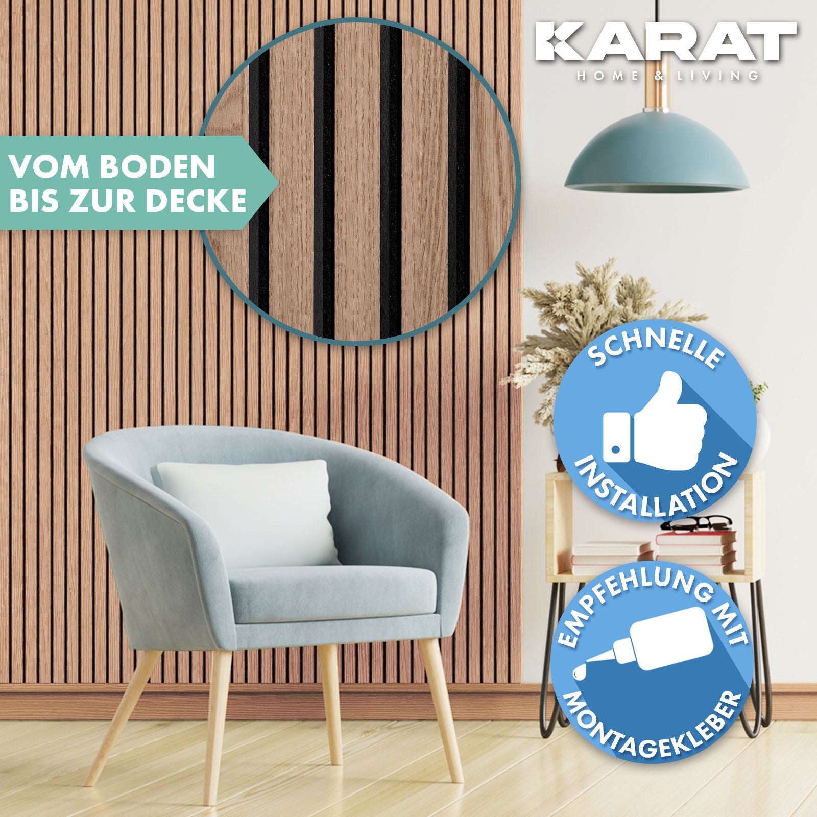 Akustikpaneele in Holzoptik | Zeitloses Design für eine angenehme Raumakustik | Erhältlich in 3 Designs und 2 Größen