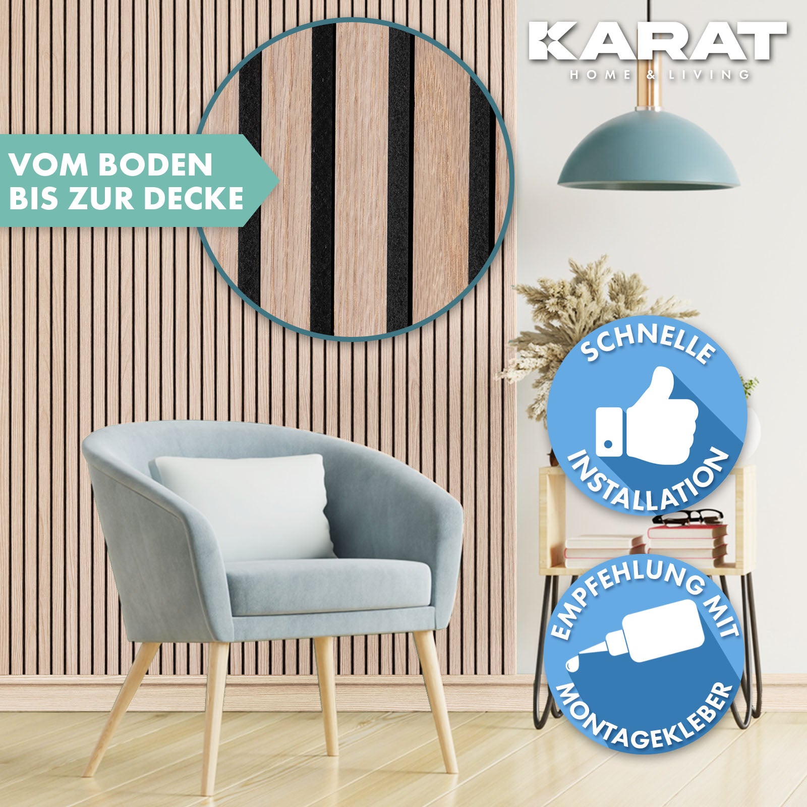 Akustikpaneele in Holzoptik | Zeitloses Design für eine angenehme Raumakustik | Erhältlich in 3 Designs und 2 Größen