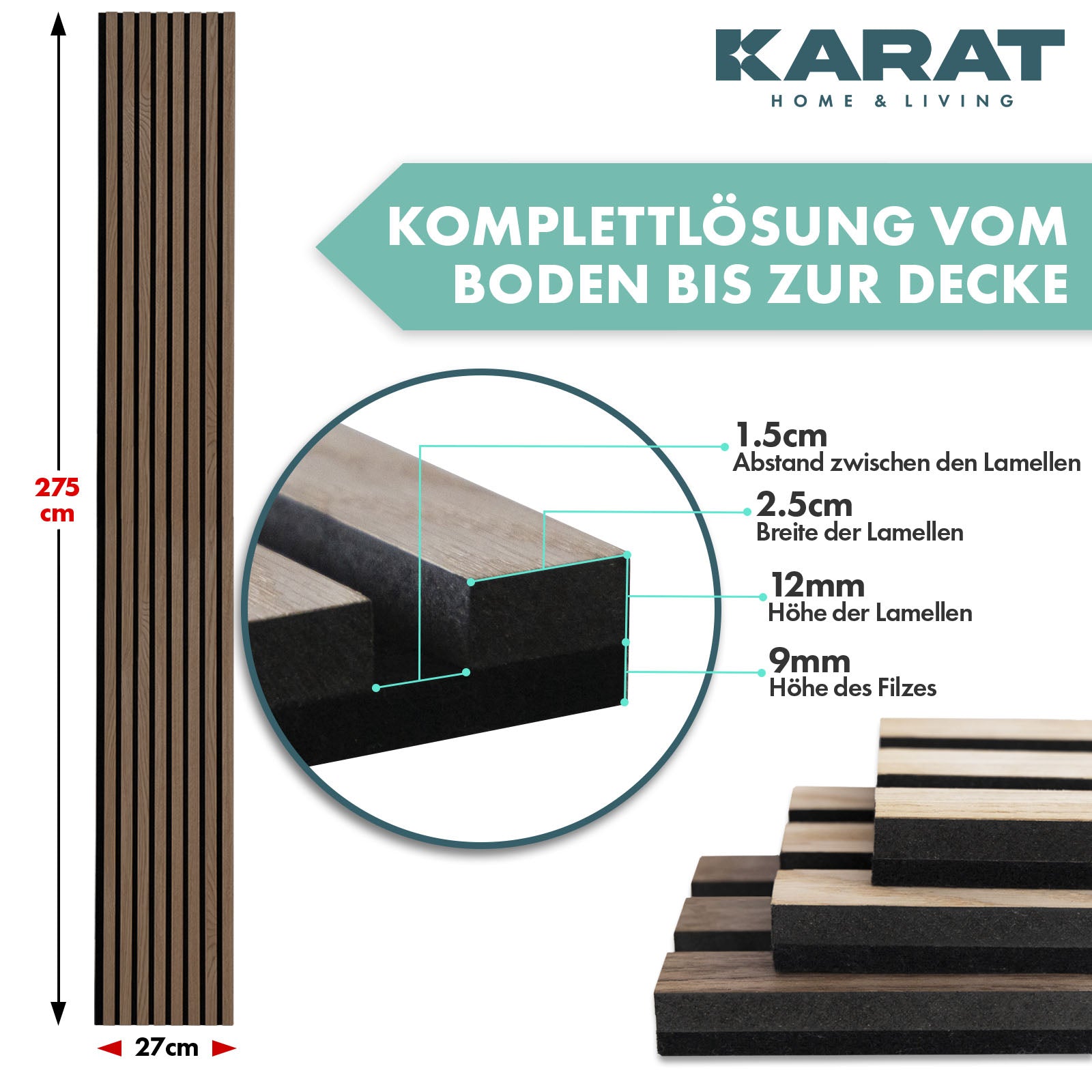 Akustikpaneele in Holzoptik | Zeitloses Design für eine angenehme Raumakustik | Erhältlich in 3 Designs und 2 Größen