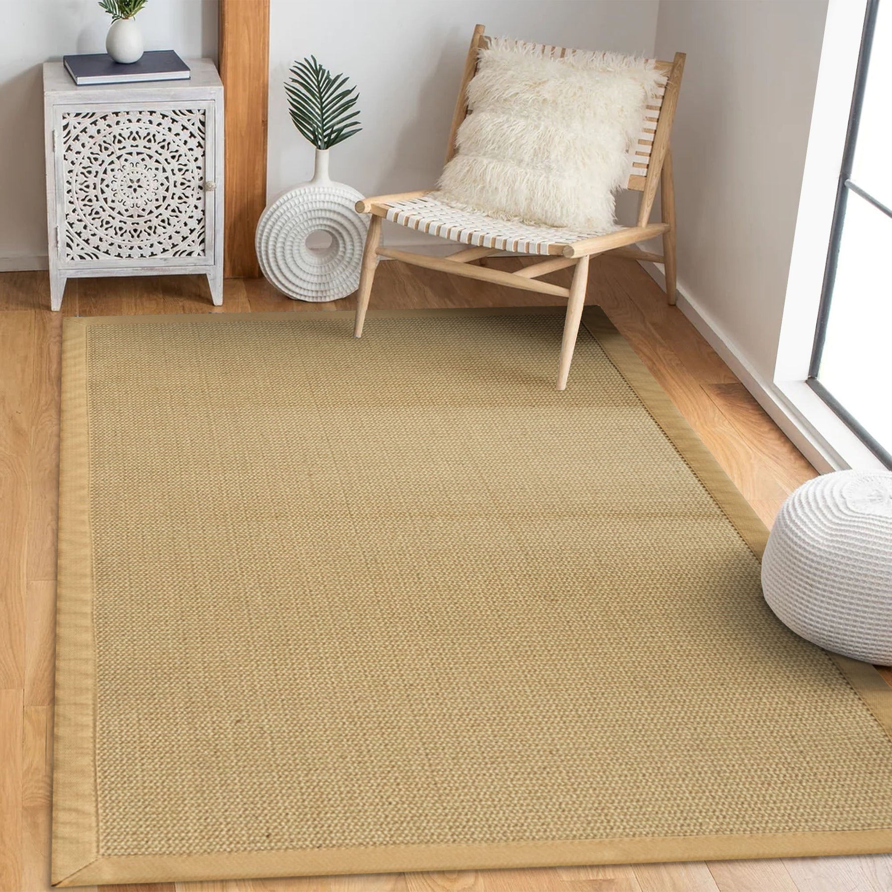 Sisal-Teppich | Mumbai | Naturfaser-Teppich mit Baumwollbordüre | in verschiedenen Größen erhältlich