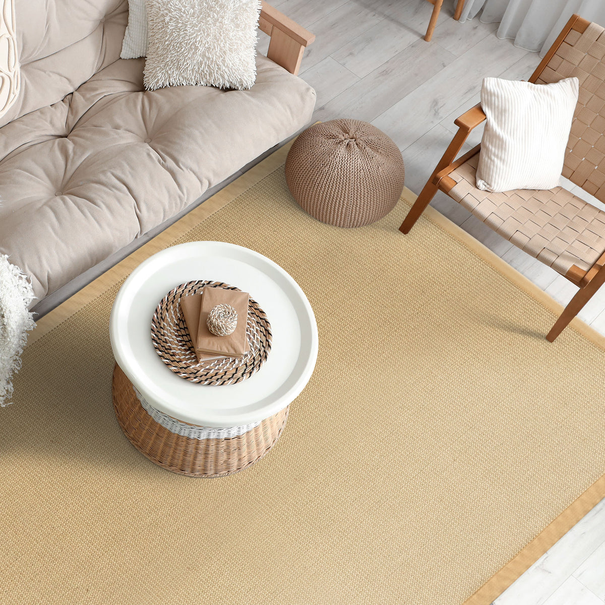 Sisal-Teppich | Bombay | Mit rutschhemmendem Rücken & Baumwollbordüre | In vielen Größen