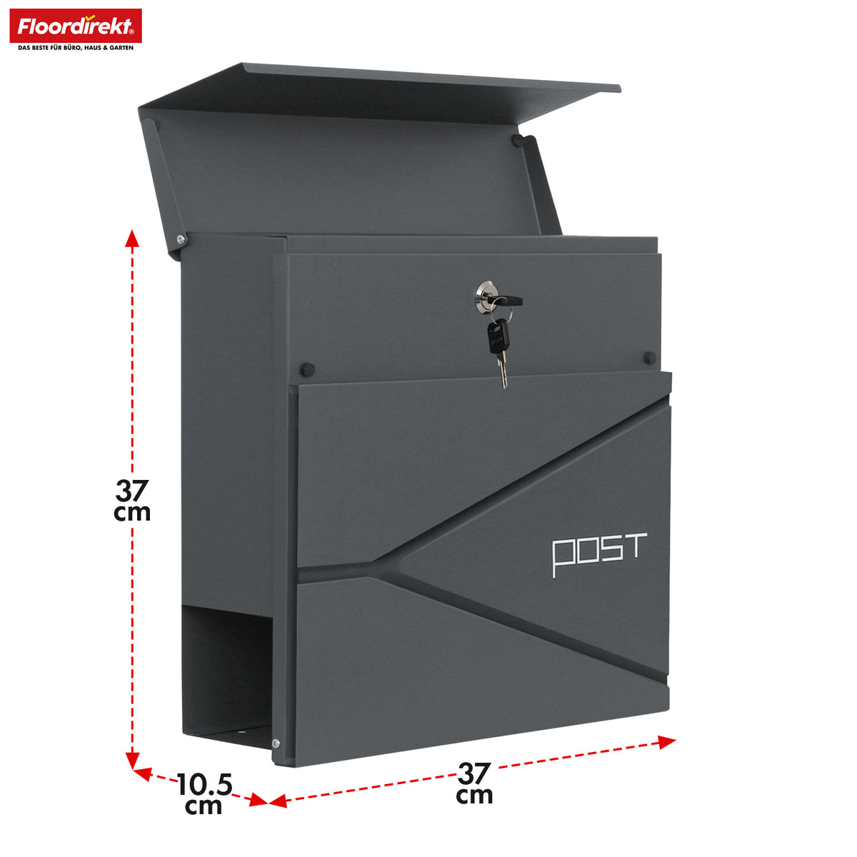 Briefkasten | Armand | Wetterfester Stahlbriefkasten mit C4-Einwurf und integriertem Zeitungsfach
