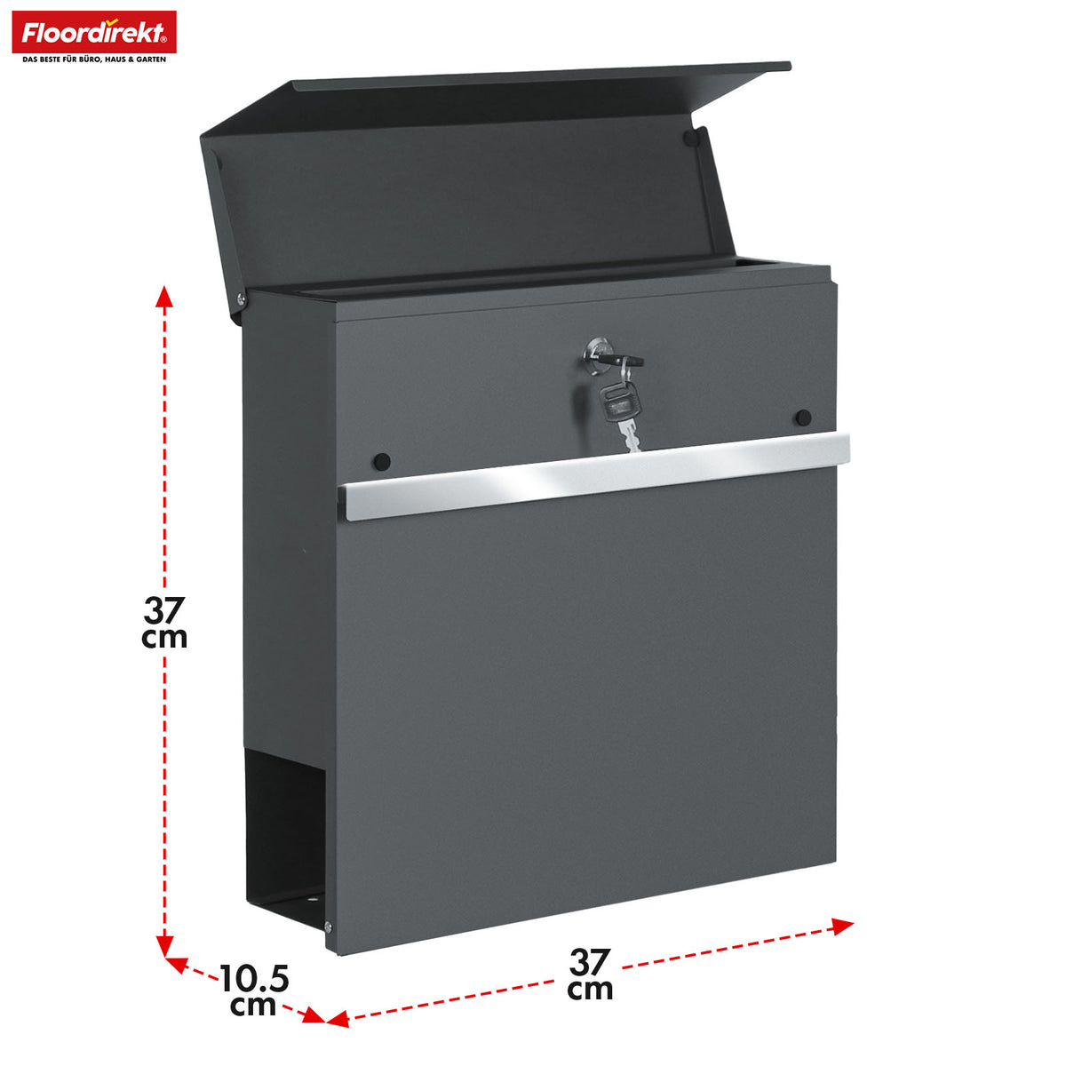 Briefkasten | Gaston | Moderner Wandbriefkasten mit Zeitungsfach & Edelstahl-Namensschild in Anthrazit