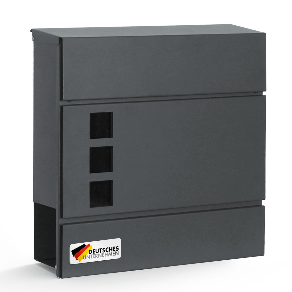 Briefkasten | Jules | Anthrazitfarbener Wandbriefkasten mit Sichtfenstern und Zeitungsfach