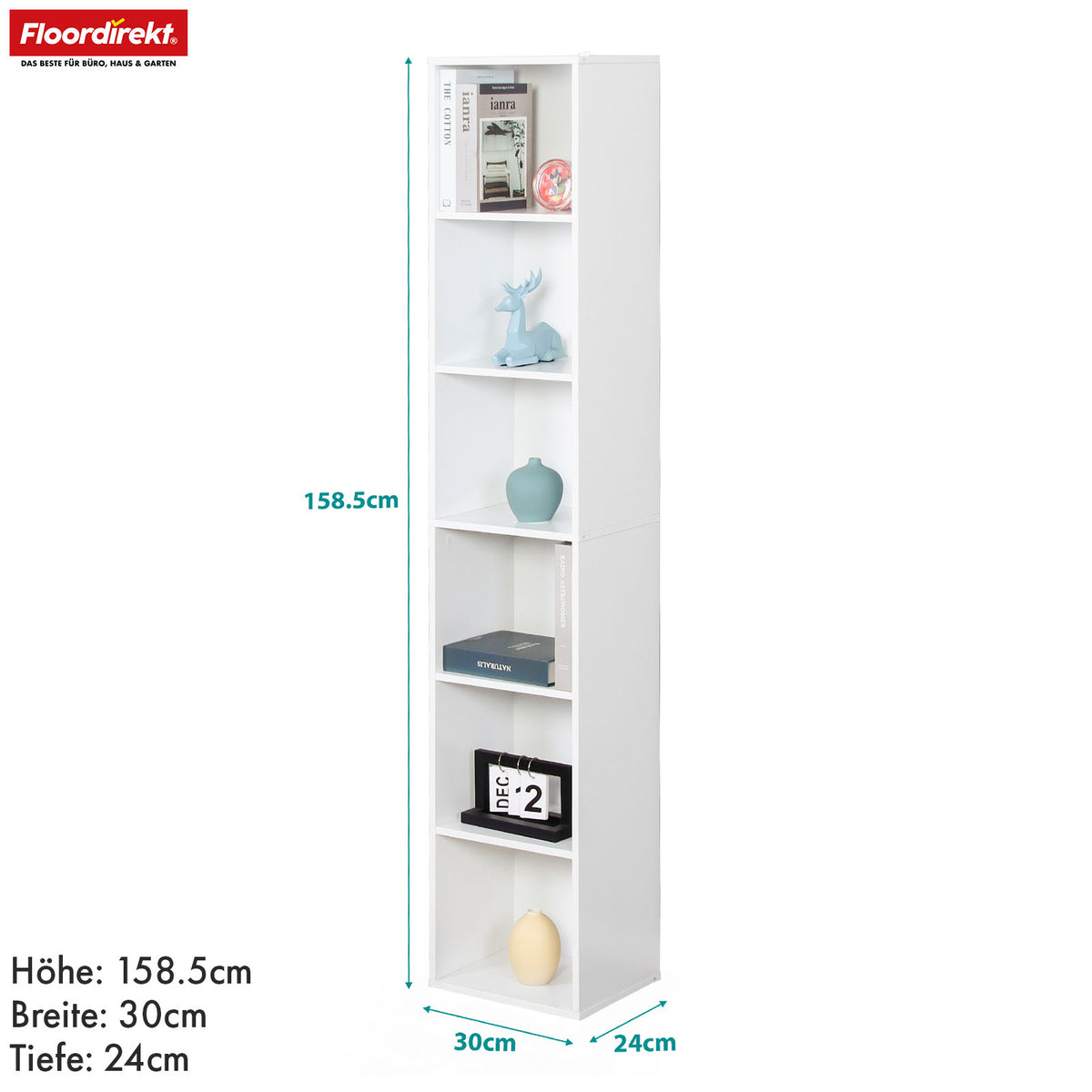 Bücherregal | Delaware | Standregal mit 6 offenen Ablagen, platzsparend & modern