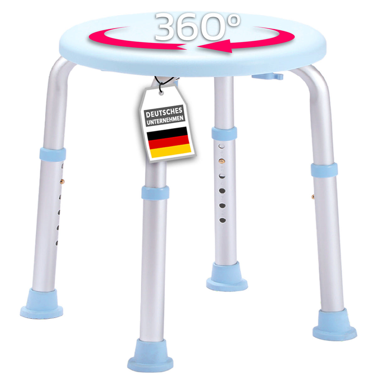 Dusch- und Badhocker | Pedro | Höhenverstellbar & 360° drehbar | Rutschfest & belastbar bis 150 kg