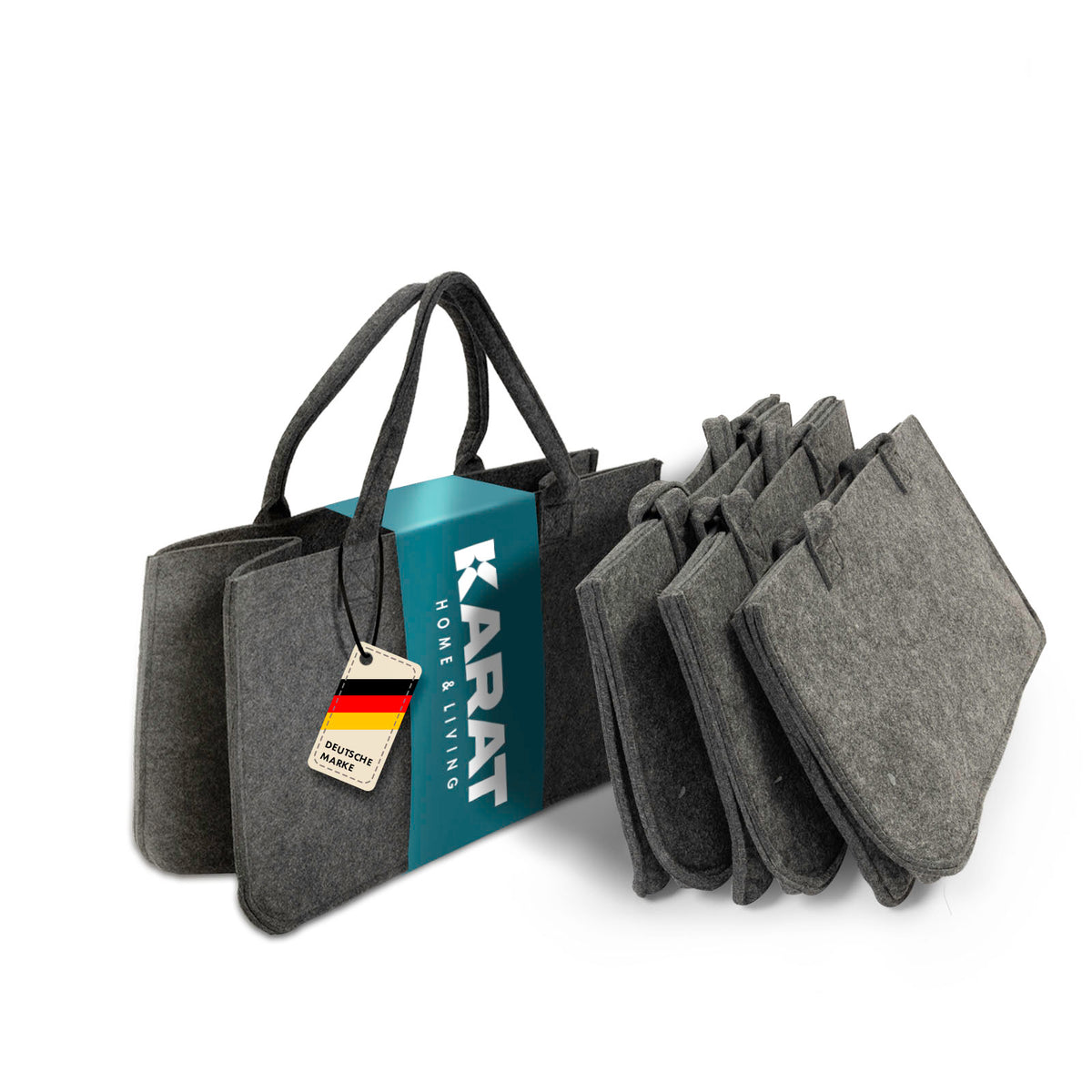 Filztasche Conny | Kaminholztasche | Einkaufstasche | Faltbar | 2er oder 4er Set