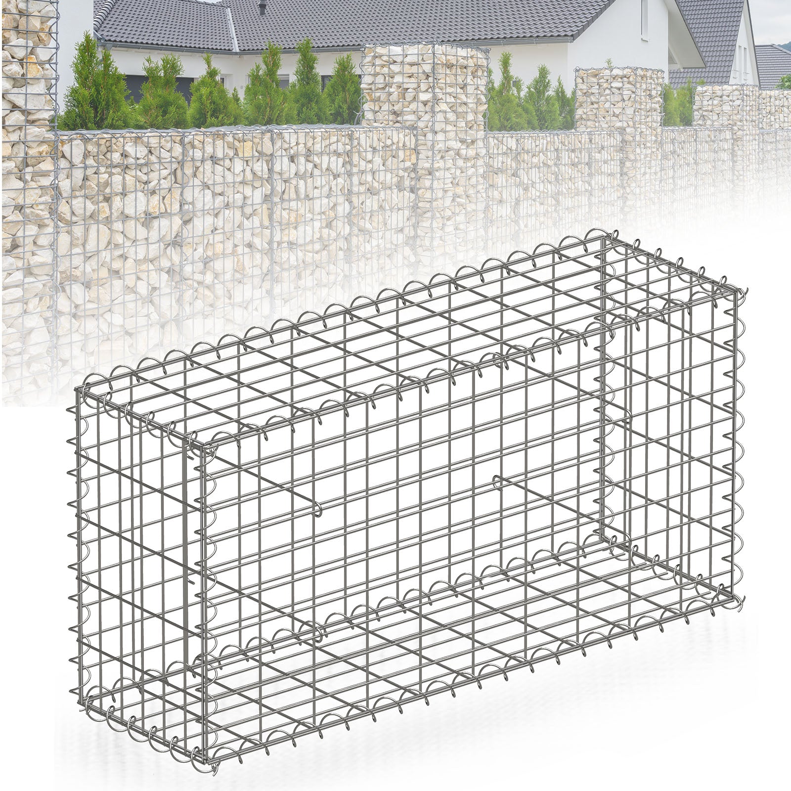 Gabionenkorb | Lenox | Verzinkter Stahlkorb für dekorativen Sichtschutz und Gartenprojekte