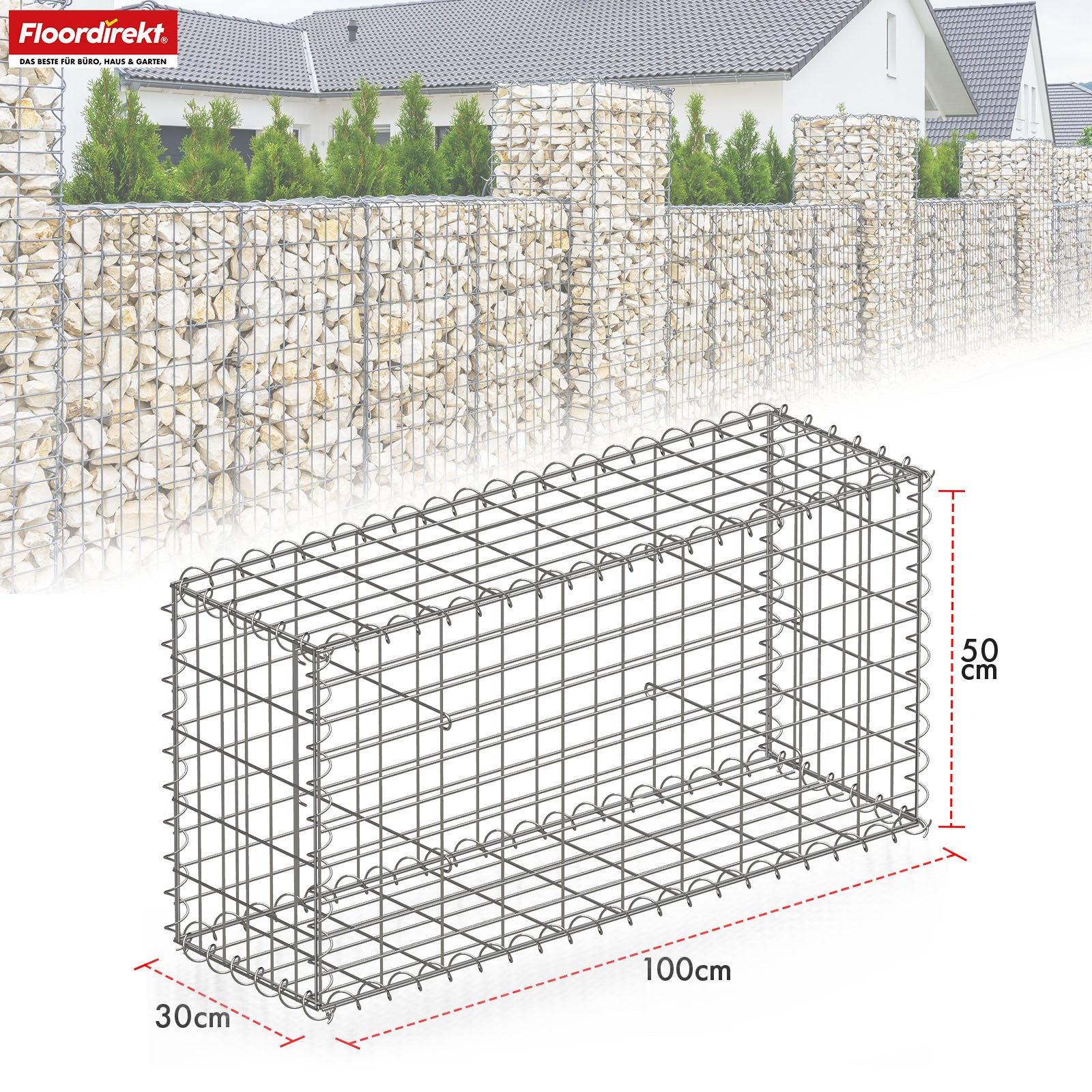 Gabionenkorb | Lenox | Verzinkter Stahlkorb für dekorativen Sichtschutz und Gartenprojekte