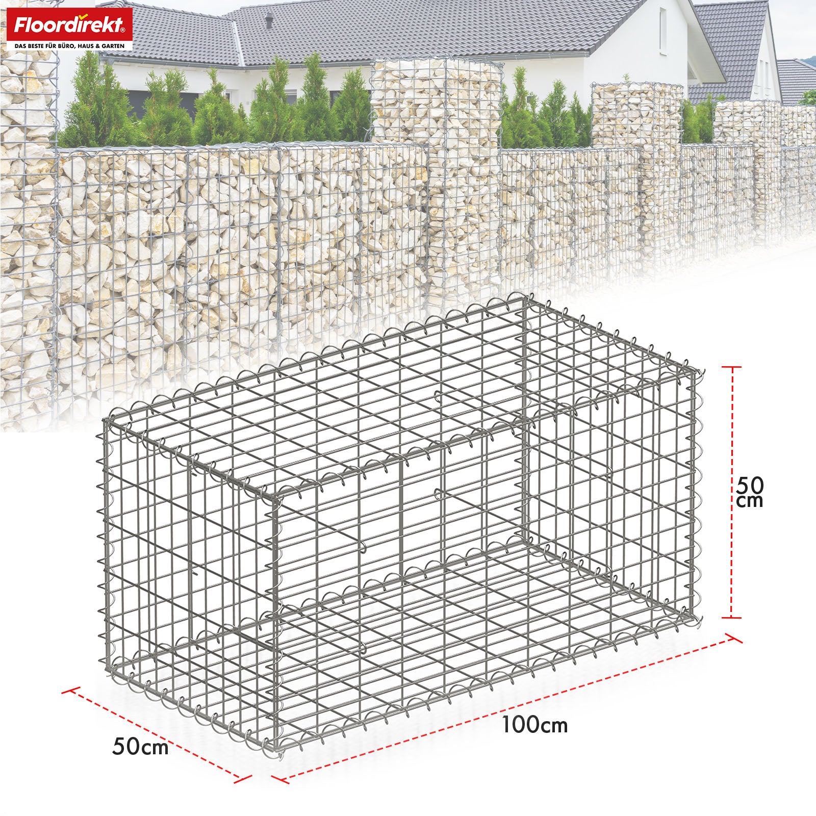 Gabionenkorb | Lenox | Verzinkter Stahlkorb für dekorativen Sichtschutz und Gartenprojekte