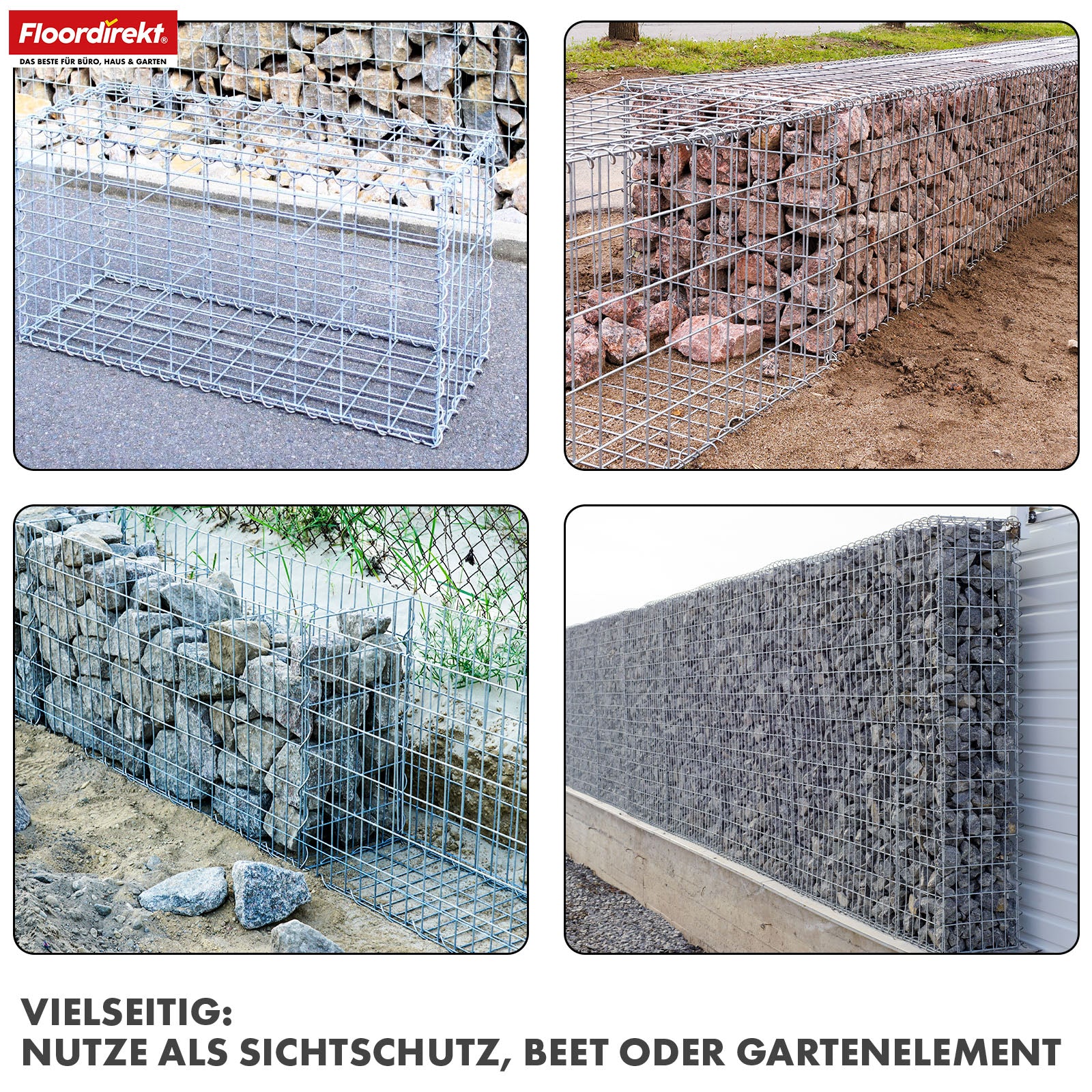 Gabionenkorb | Lenox | Verzinkter Stahlkorb für dekorativen Sichtschutz und Gartenprojekte