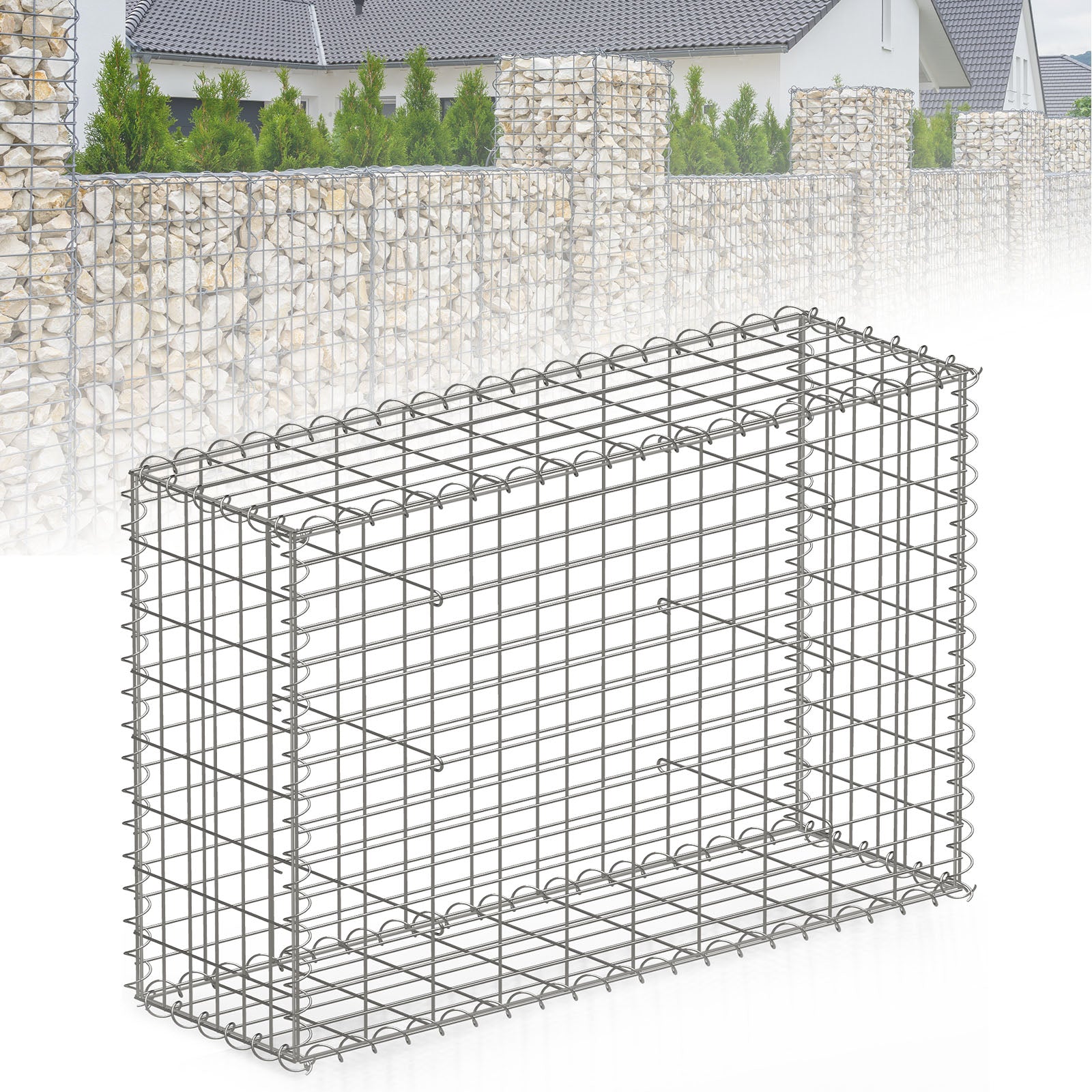 Gabionenkorb | Lenox | Verzinkter Stahlkorb für dekorativen Sichtschutz und Gartenprojekte