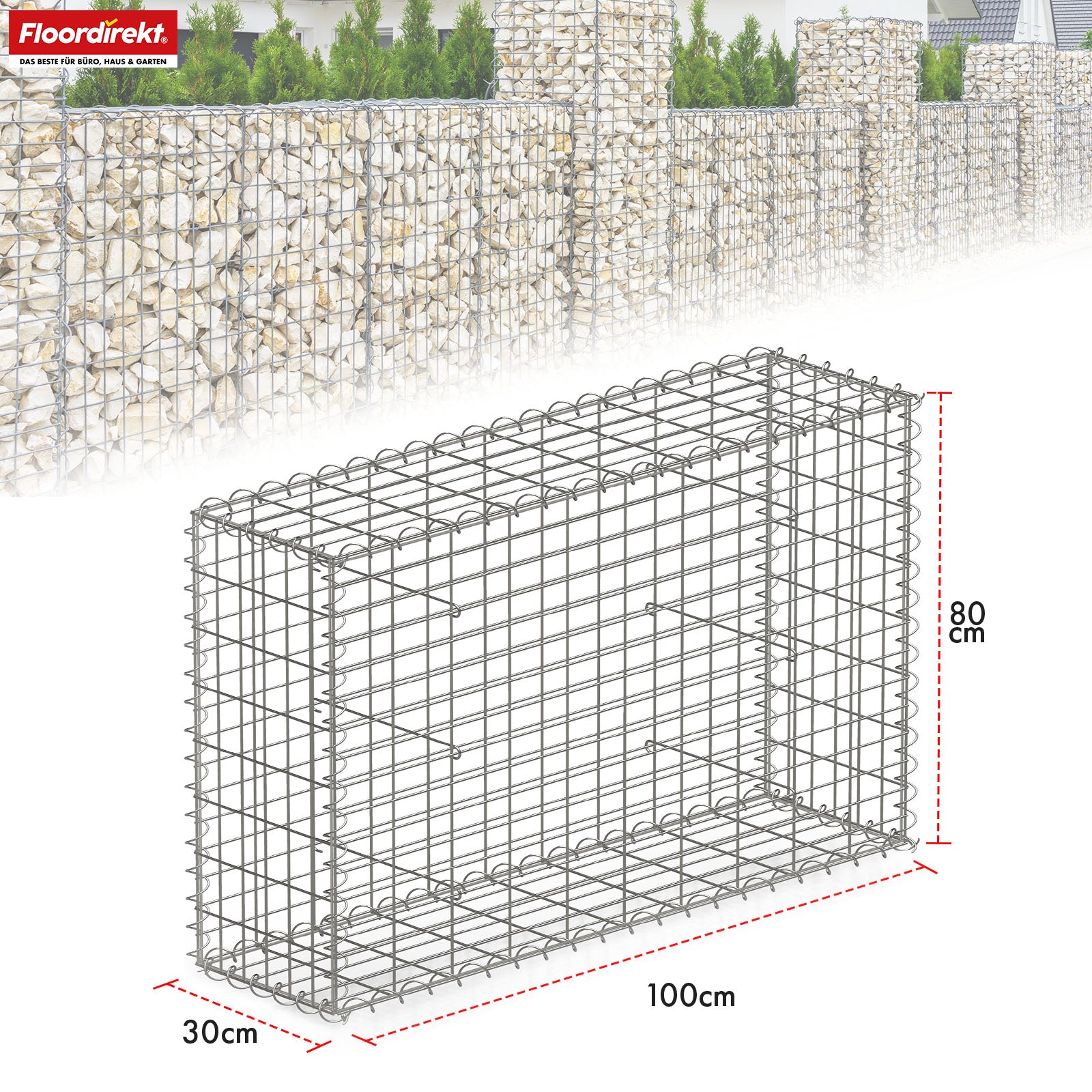 Gabionenkorb | Lenox | Verzinkter Stahlkorb für dekorativen Sichtschutz und Gartenprojekte
