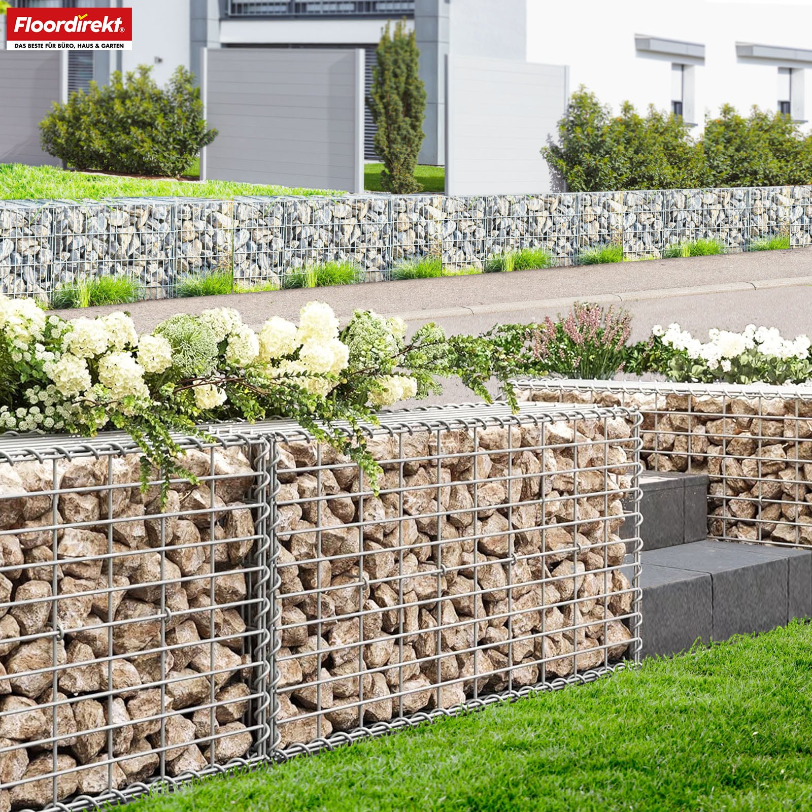 Gabionenkorb | Lenox | Verzinkter Stahlkorb für dekorativen Sichtschutz und Gartenprojekte