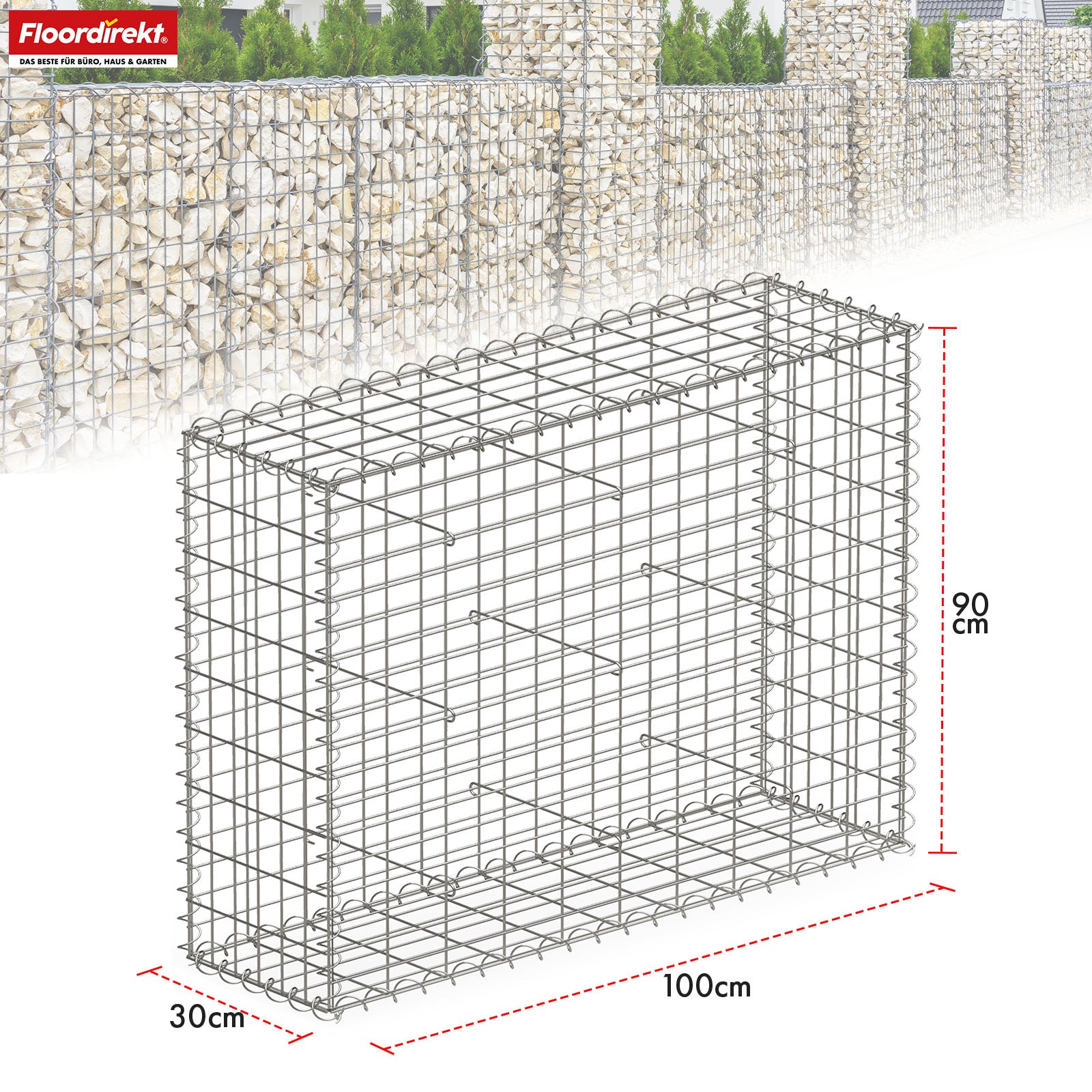 Gabionenkorb | Lenox | Verzinkter Stahlkorb für dekorativen Sichtschutz und Gartenprojekte