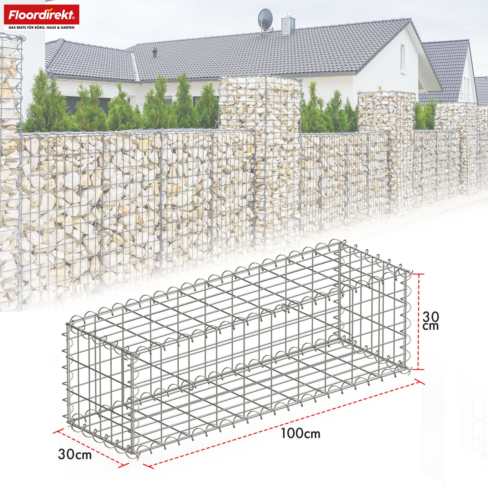 Gabionenkorb | Lenox | Verzinkter Stahlkorb für dekorativen Sichtschutz und Gartenprojekte