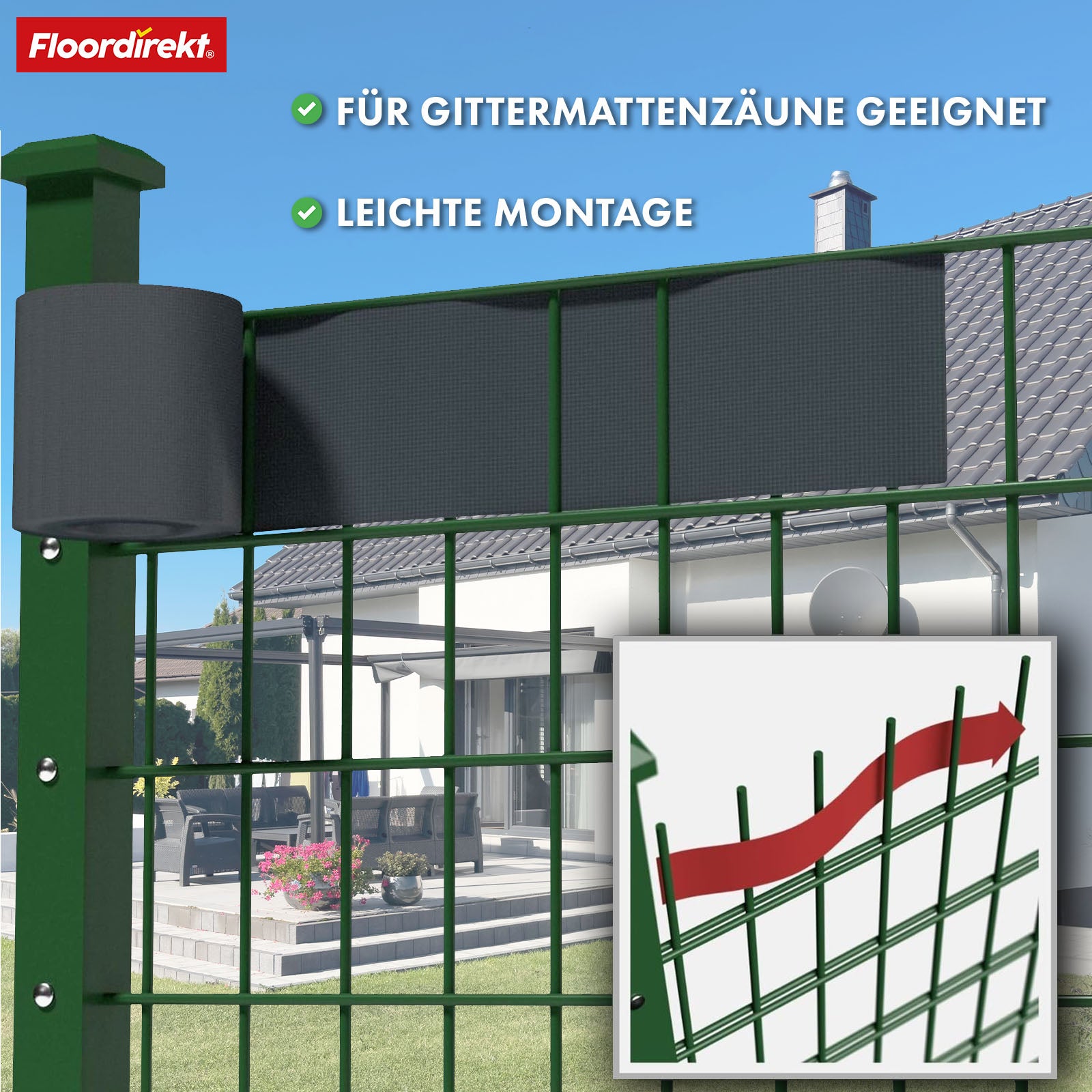 PVC-Sichtschutzstreifen | Für Gittermatten-Zäune | Effektiver Sichtschutz