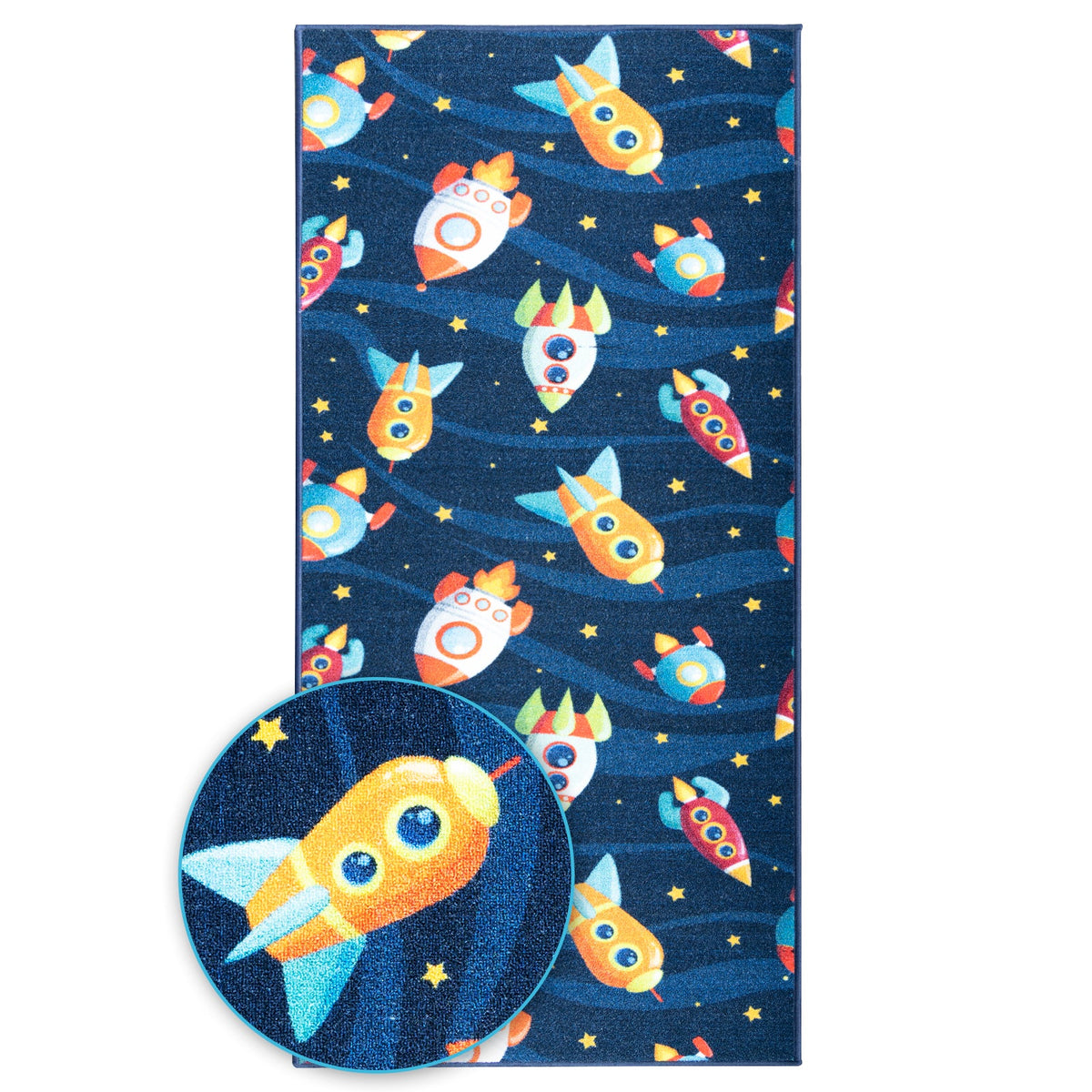 ✂ Teppichläufer Ballons&Rockets | Kinderteppich für Jungen und Mädchen | Robust und Pflegeleicht | In zwei Designs