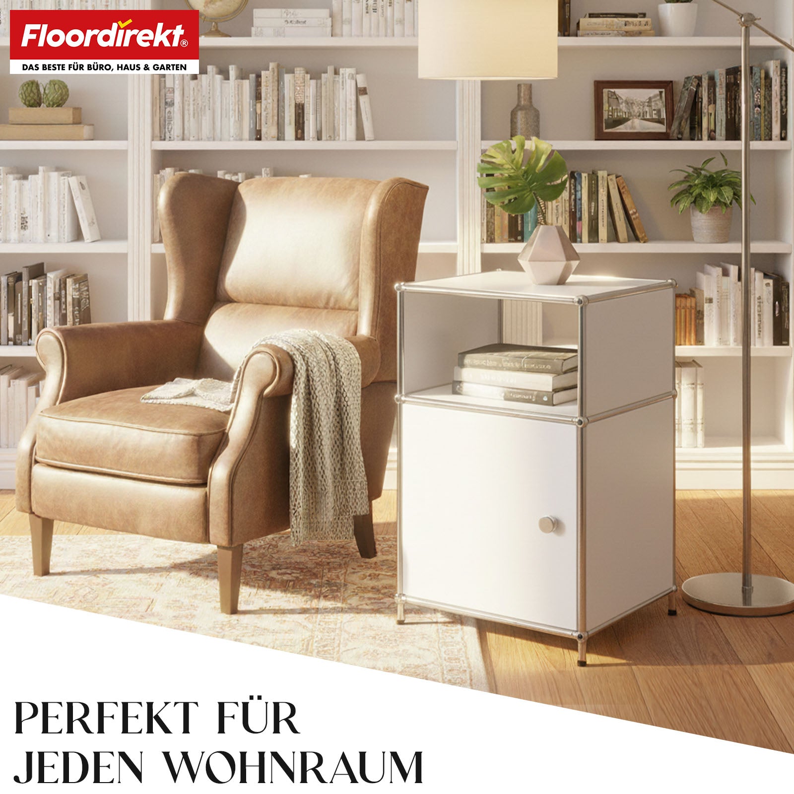 Metallregal | Concept Epure MK-040 | 3-stöckiges Aufbewahrungsregal mit Tür & & Ablageflächen | In mehreren Farben erhältlich