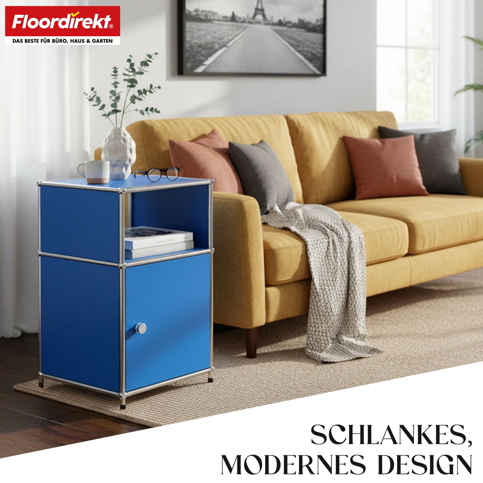 Metallregal | Concept Epure MK-040 | 3-stöckiges Aufbewahrungsregal mit Tür & & Ablageflächen | In mehreren Farben erhältlich