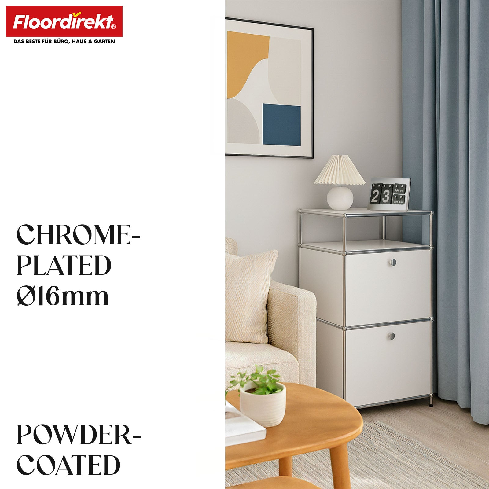 Metallregal | Concept Epure MK-120 | Aufbewahrungsregal mit verschließbaren Fächern, offenem Fach & Ablage | In mehreren Farben erhältlich