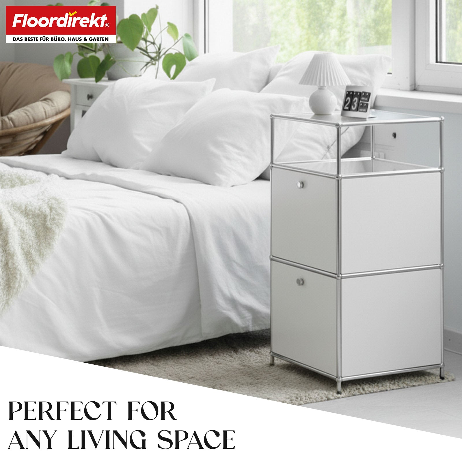 Metallregal | Concept Epure MK-120 | Aufbewahrungsregal mit verschließbaren Fächern, offenem Fach & Ablage | In mehreren Farben erhältlich