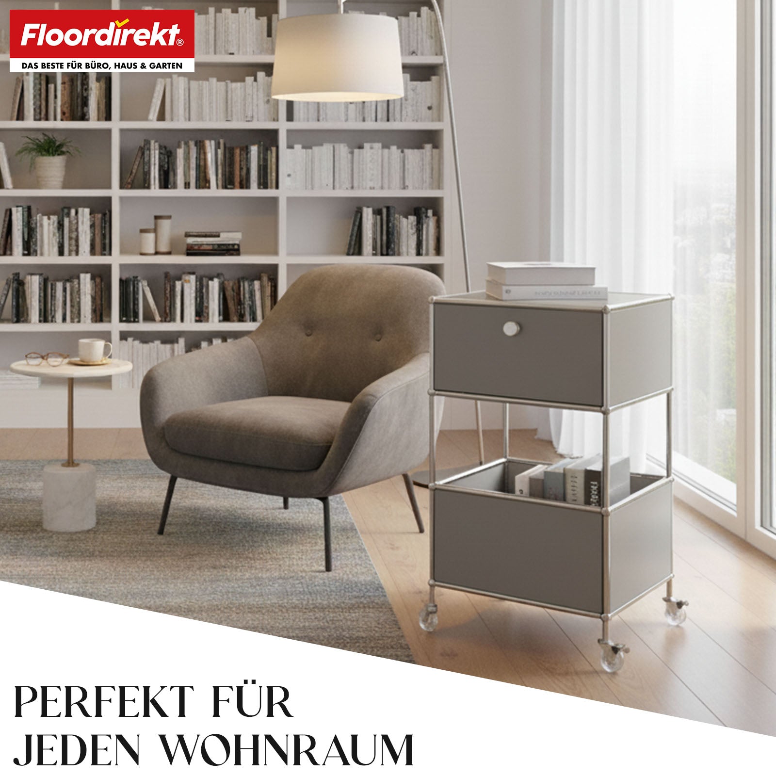 Metallregal | Concept Epure MK-145 | 3-stöckiger Rollcontainer mit Schublade & Ablagen | In mehreren Farben erhältlich