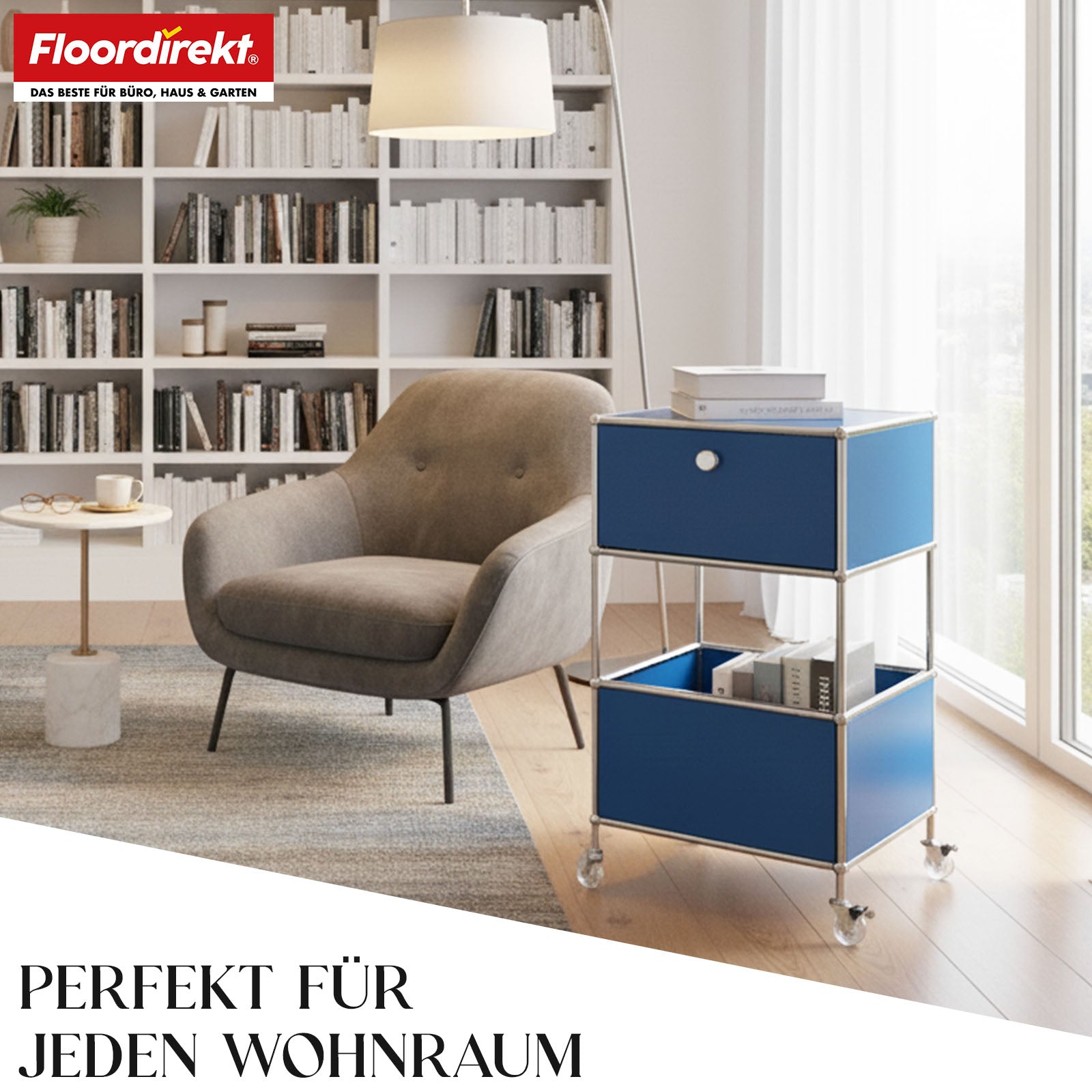 Metallregal | Concept Epure MK-145 | 3-stöckiger Rollcontainer mit Schublade & Ablagen | In mehreren Farben erhältlich