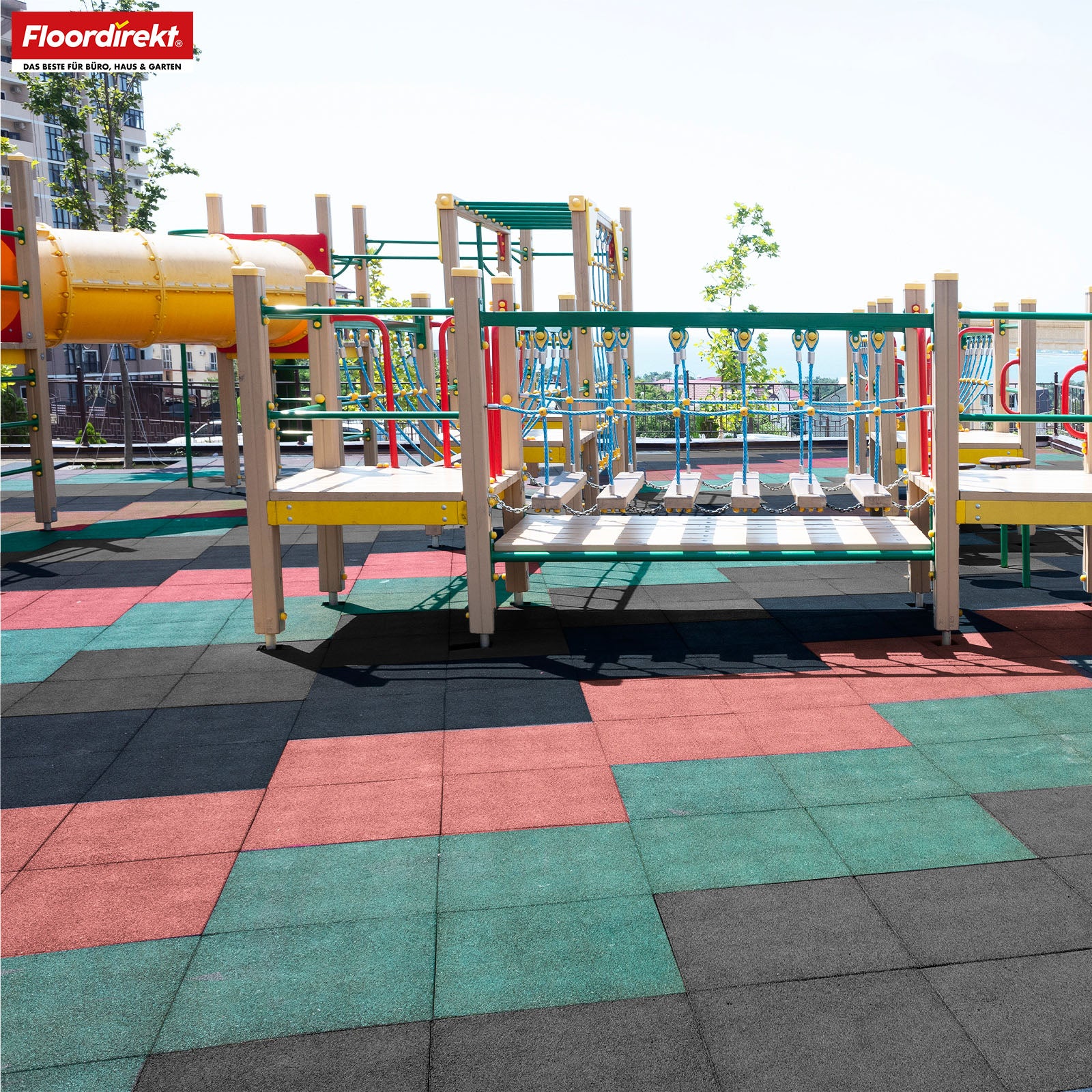 Fallschutzmatte | Play Protect | Universelle & wetterfeste Bodenschutzmatte mit Drainage | In vielen Farben | 50 x 50 cm