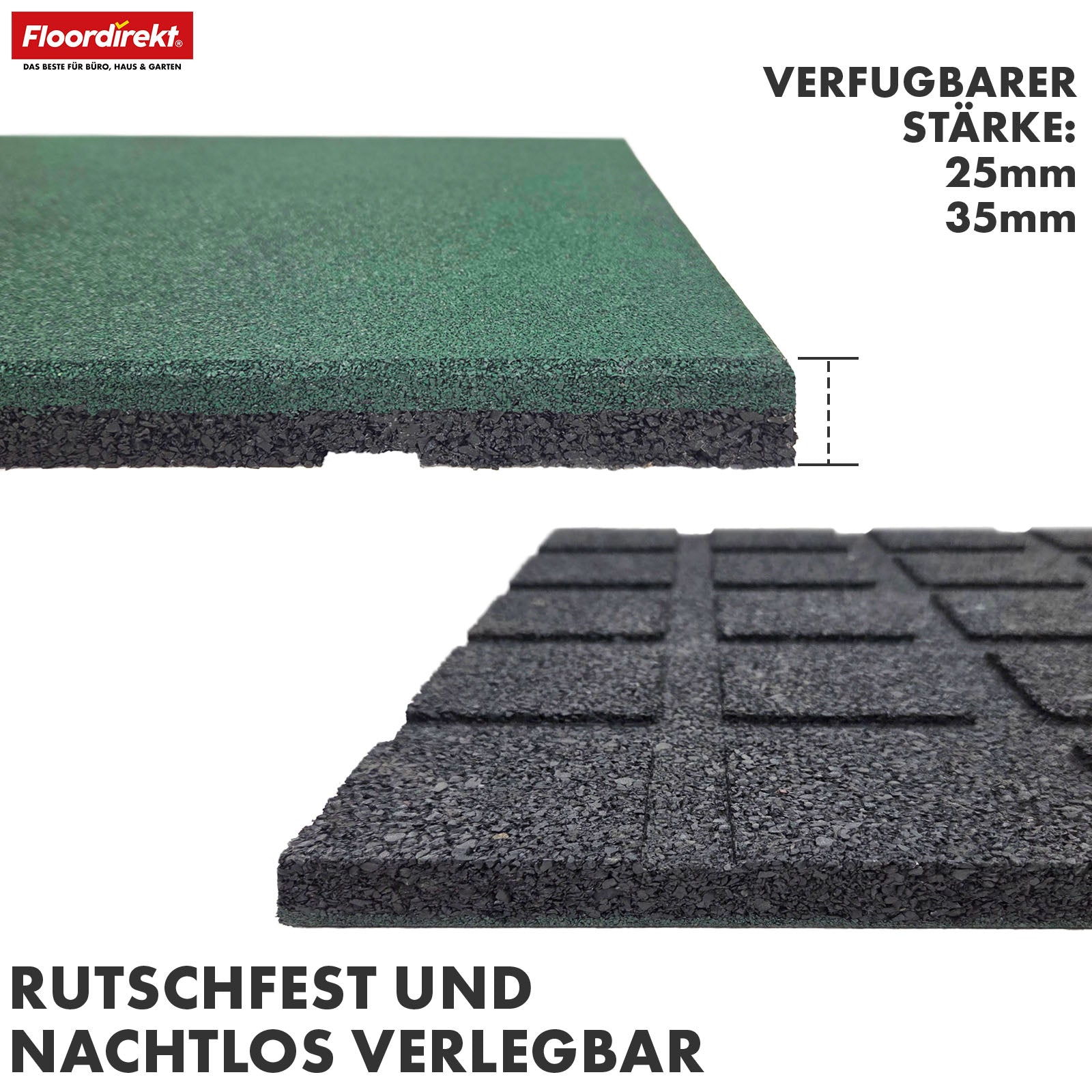 Fallschutzmatte | Play Protect | Universelle & wetterfeste Bodenschutzmatte mit Drainage | In vielen Farben | 50 x 50 cm