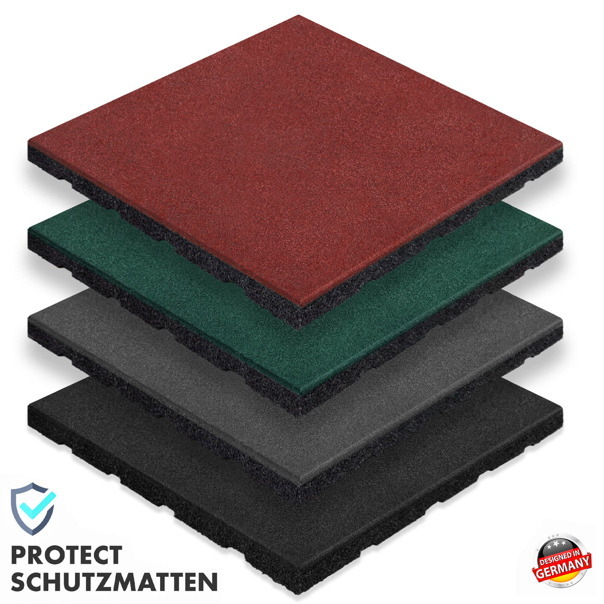 Fallschutzmatte | Play Protect | Universelle & wetterfeste Bodenschutzmatte mit Drainage | In vielen Farben | 50 x 50 cm