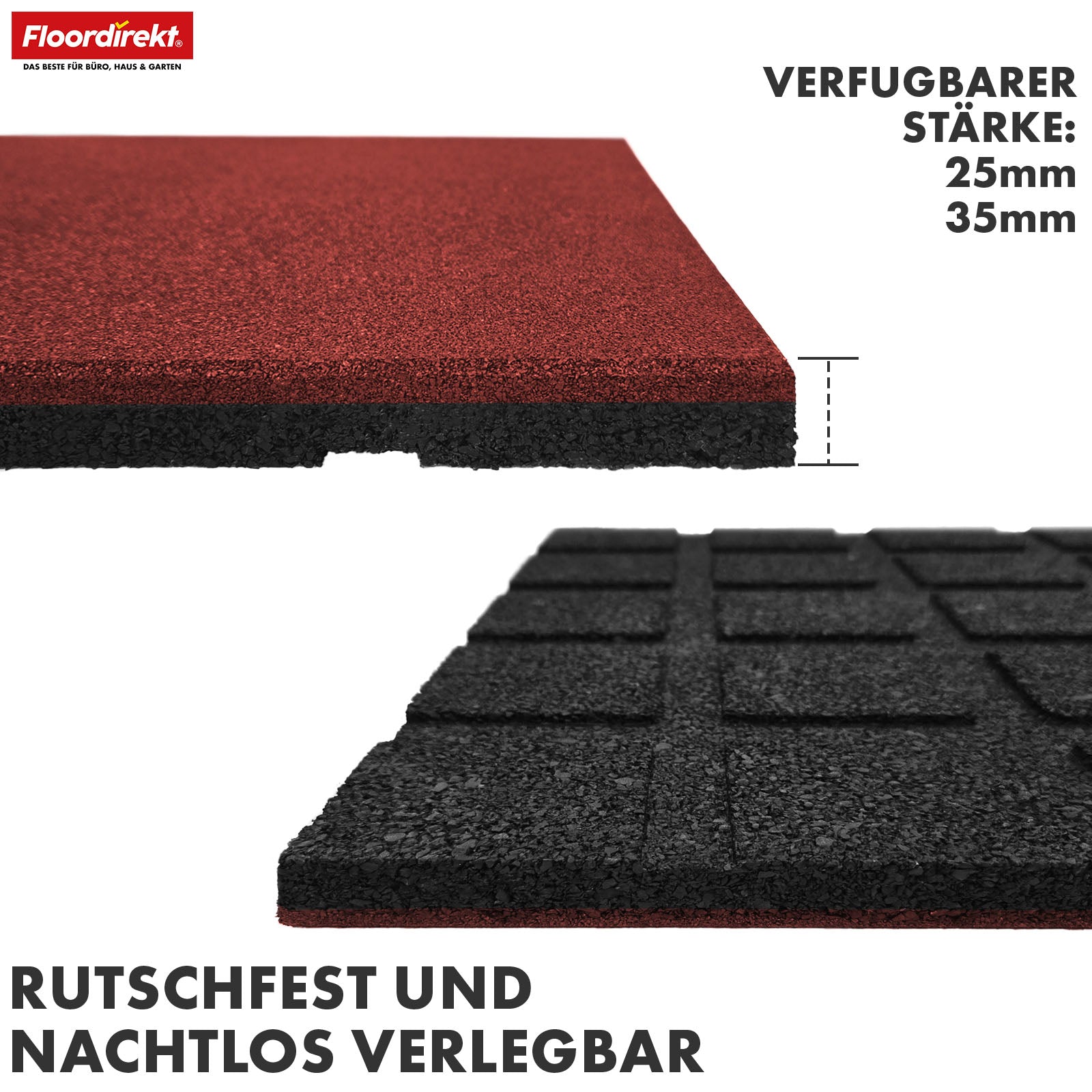 Fallschutzmatte | Play Protect | Universelle & wetterfeste Bodenschutzmatte mit Drainage | In vielen Farben | 50 x 50 cm