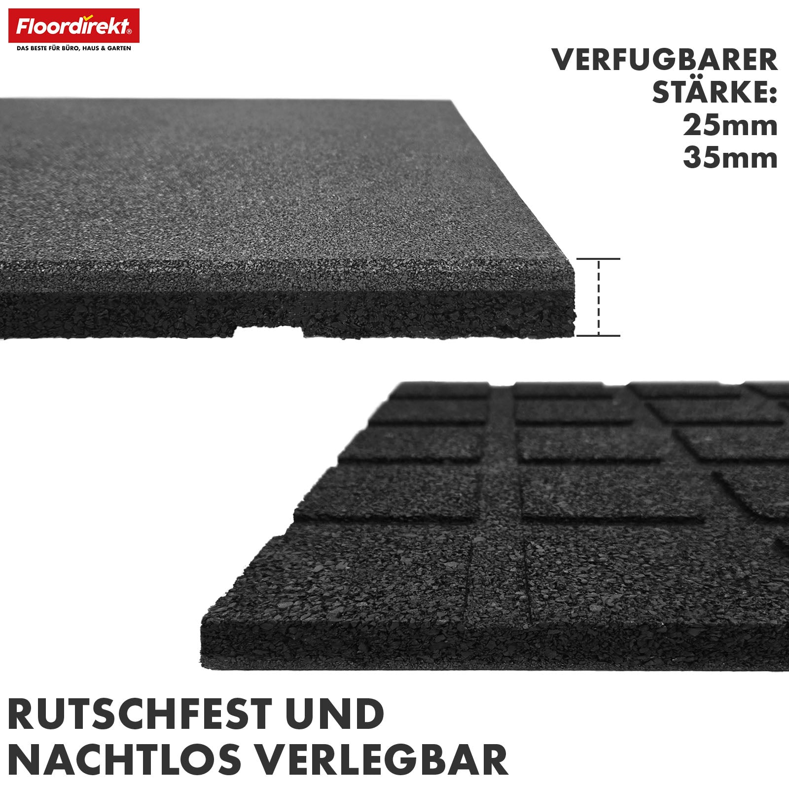 Fallschutzmatte | Play Protect | Universelle & wetterfeste Bodenschutzmatte mit Drainage | In vielen Farben | 50 x 50 cm