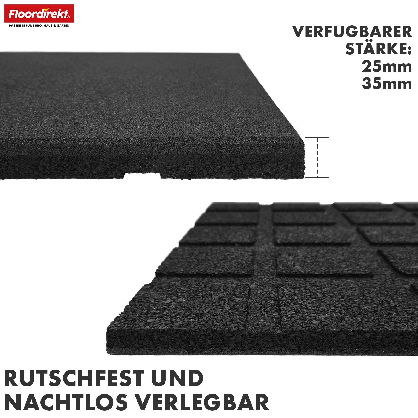 Fallschutzmatte | Play Protect | Universelle & wetterfeste Bodenschutzmatte mit Drainage | In vielen Farben | 50 x 50 cm