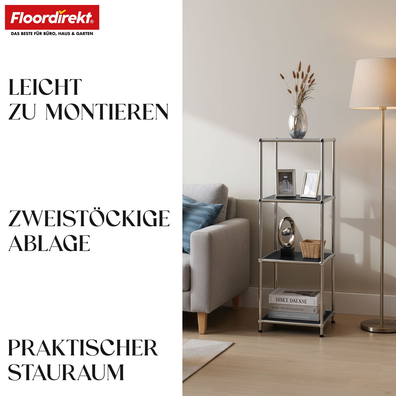 Metallregal | Concept Epure MK-005 | 4-stöckiges Ablageregal mit offenen Ablagen | In mehreren Farben erhältlich