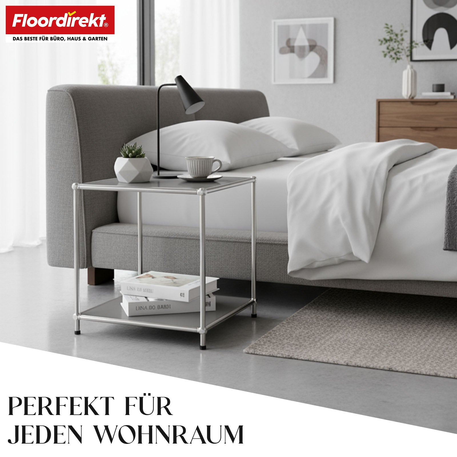 Metallregal | Concept Epure MK-012 | Offenes Beistell- & Aufbewahrungsregal mit 2 Ablagen | In mehreren Farben erhältlich