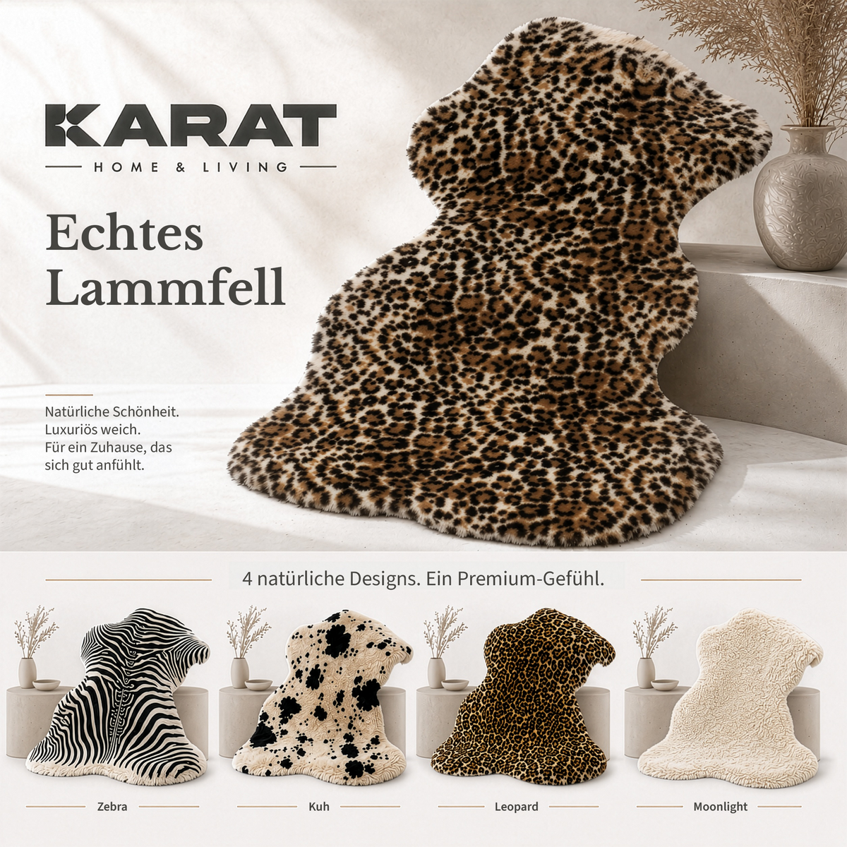 Design Schaffell | Audrey | Echtes Lammfell aus 100 % Schafwolle | Weich & Natürlich