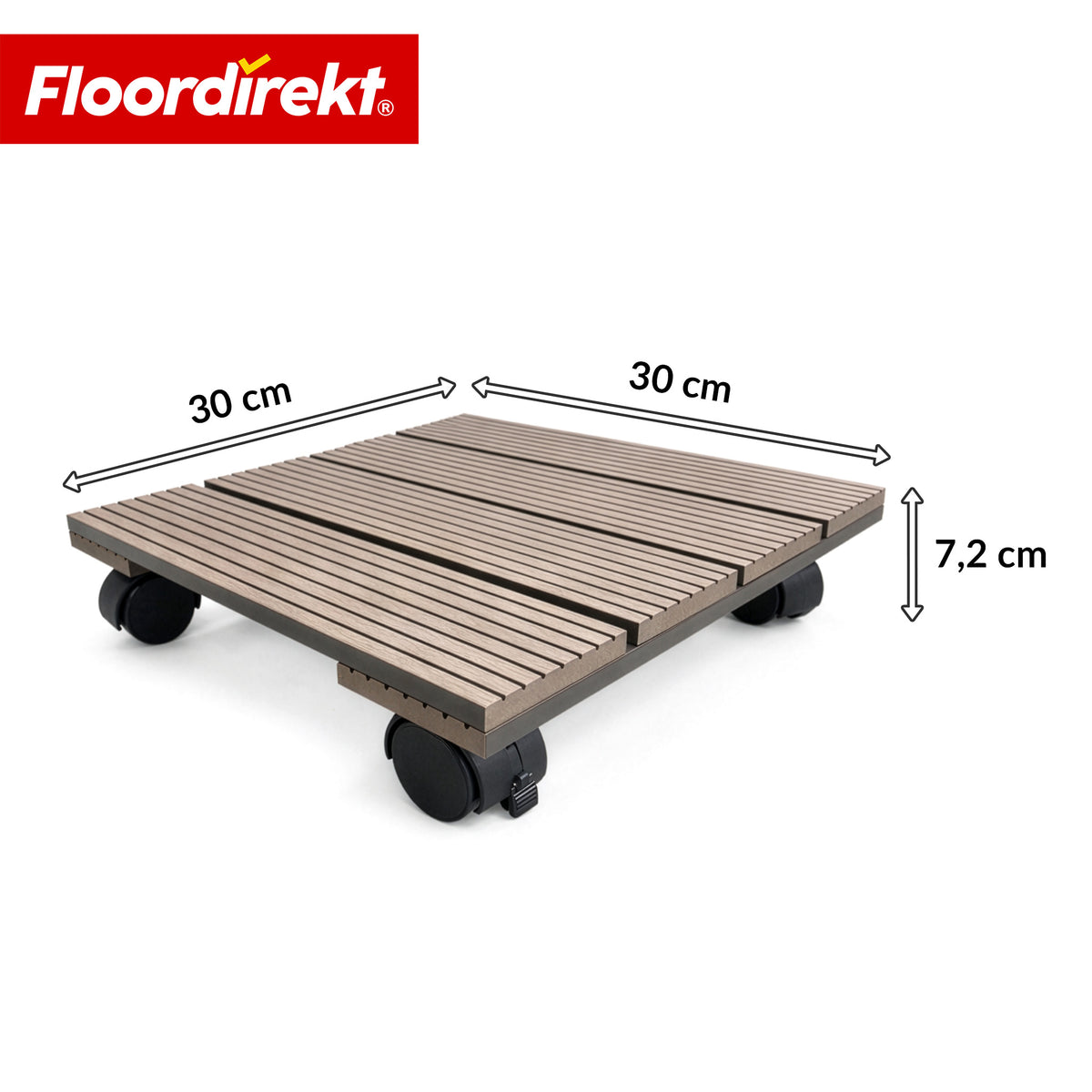 WPC-Pflanzenroller | Marquis | Rolluntersetzer 30 x 30 cm | 360° Lenkrollen mit Bremse | Tragkraft bis 80 kg