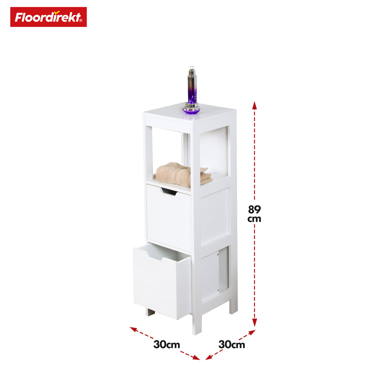 Badezimmerschrank | Ilinois | Schrank in Weiß mit drei Stauraumfächern | Praktische Aufbewahrung in elegantem Design