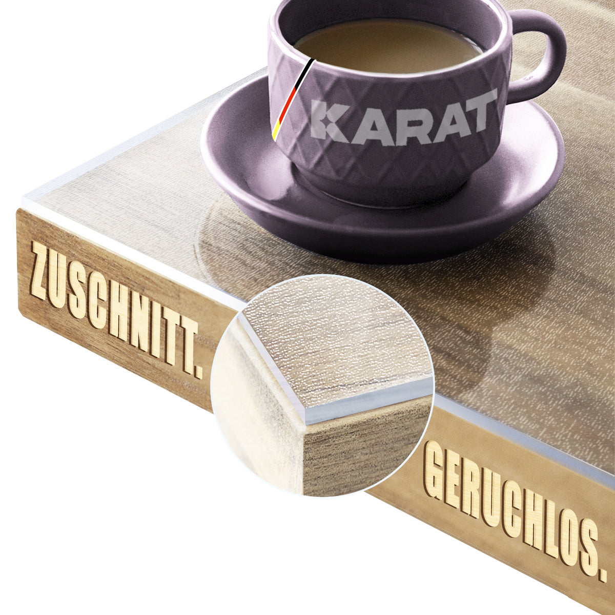 Tischfolie transparent mattiert mit geradem Schnitt | Imperial | Rutschfeste, wasserdichte Schutzfolie für Tische | Individueller Zuschnitt nach Maß