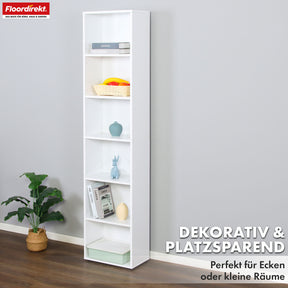 Bücherregal | Maine | Weißes Standregal aus Holz mit 3/4/6 Etagen | Offen & platzsparend für Wohnzimmer, Büro & mehr
