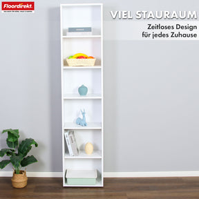 Bücherregal | Maine | Weißes Standregal aus Holz mit 3/4/6 Etagen | Offen & platzsparend für Wohnzimmer, Büro & mehr