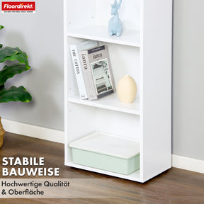Bücherregal | Maine | Weißes Standregal aus Holz mit 3/4/6 Etagen | Offen & platzsparend für Wohnzimmer, Büro & mehr