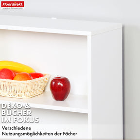 Bücherregal | Maine | Weißes Standregal aus Holz mit 3/4/6 Etagen | Offen & platzsparend für Wohnzimmer, Büro & mehr