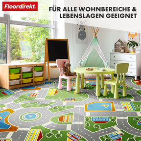 CV-Belag | Roadtrip 547M | Vinyl-Bodenbelag für Kinder mit Straßenlandschaft