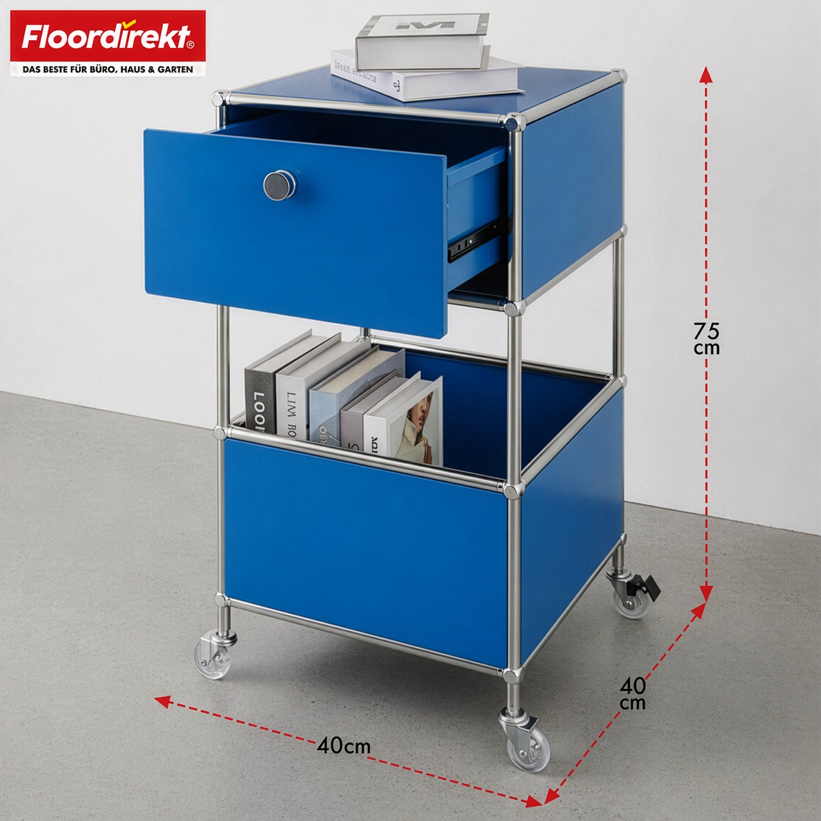 Metallregal | Concept Epure MK-145 | 3-stöckiger Rollcontainer mit Schublade & Ablagen | In mehreren Farben erhältlich
