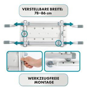 Badewannensitz | Levi | Verstellbarer & Rutschfester Sitz aus Aluminium | Belastbar bis 150 kg