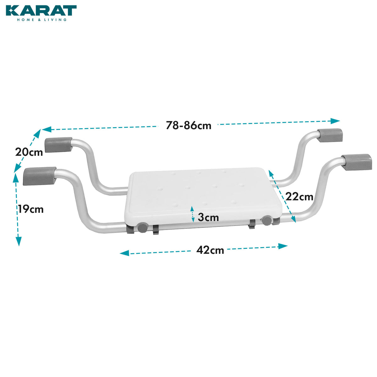 Badewannensitz | Levi | Verstellbarer & Rutschfester Sitz aus Aluminium | Belastbar bis 150 kg