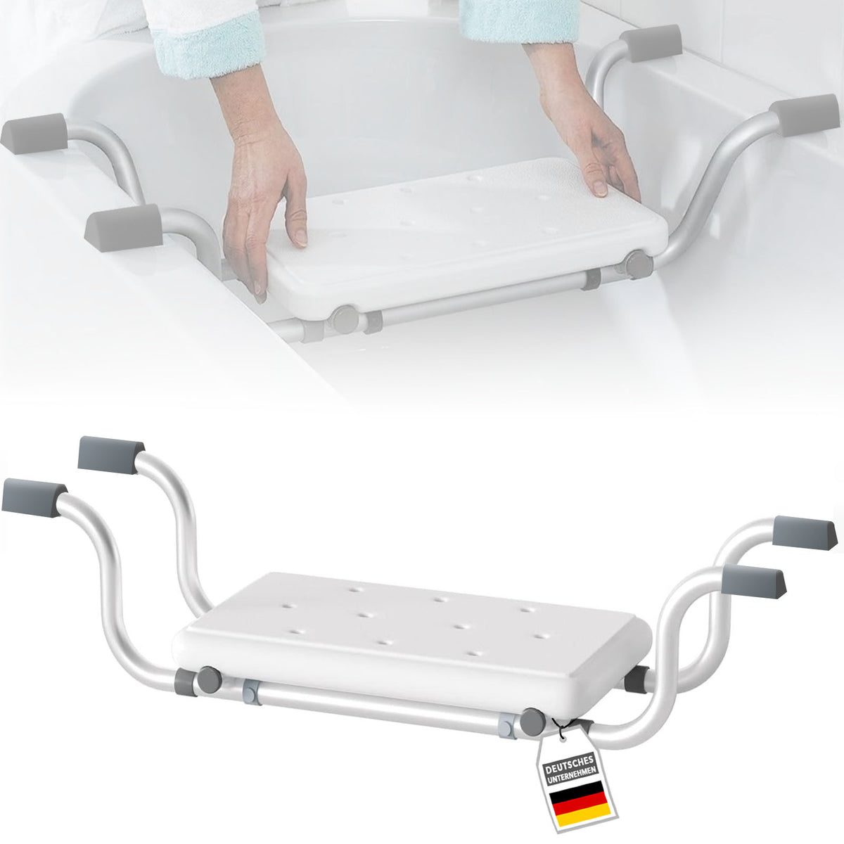 Badewannensitz | Levi | Verstellbarer & Rutschfester Sitz aus Aluminium | Belastbar bis 150 kg